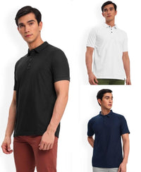 Men’s Solid Poly-Cotton Polo T-Shirts – Pack of 3